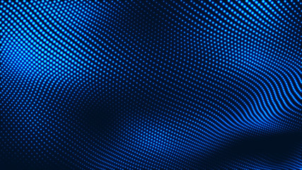 Wall Mural - dot white blue wave light screen gradient texture background. abstract technology big data digital b