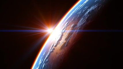 Wall Mural - amazing view of the earth from space and glowing atmosphere in the rays of the sun. 3840x2160. seaml