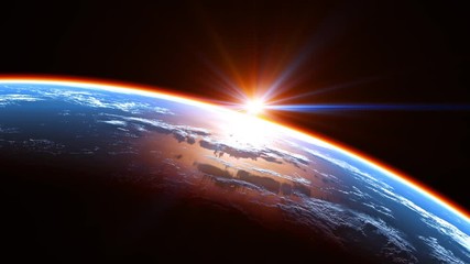 Wall Mural - amazing view of the earth from space and glowing atmosphere in the rays of the sun. 4k. 3840x2160. s