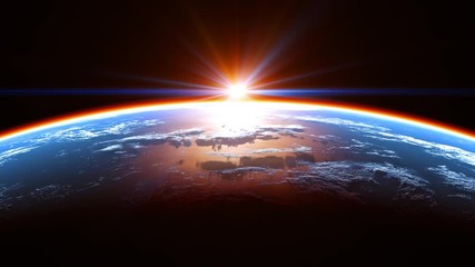 Wall Mural - amazing view of the earth from space and glowing atmosphere in the rays of the sun. 4k. 3840x2160. s