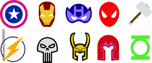 Fotomural set of marvel superhero vector icons in color