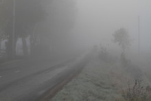 Empty Footpath During Foggy Weather