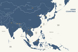 Fototapeta Londyn - asia map. detailed vector map of asian countries.