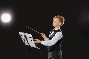 Wall Mural - Little conductor on dark background