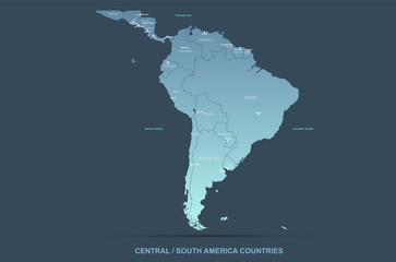 Naklejka na meble south america map. latin america vector map. 