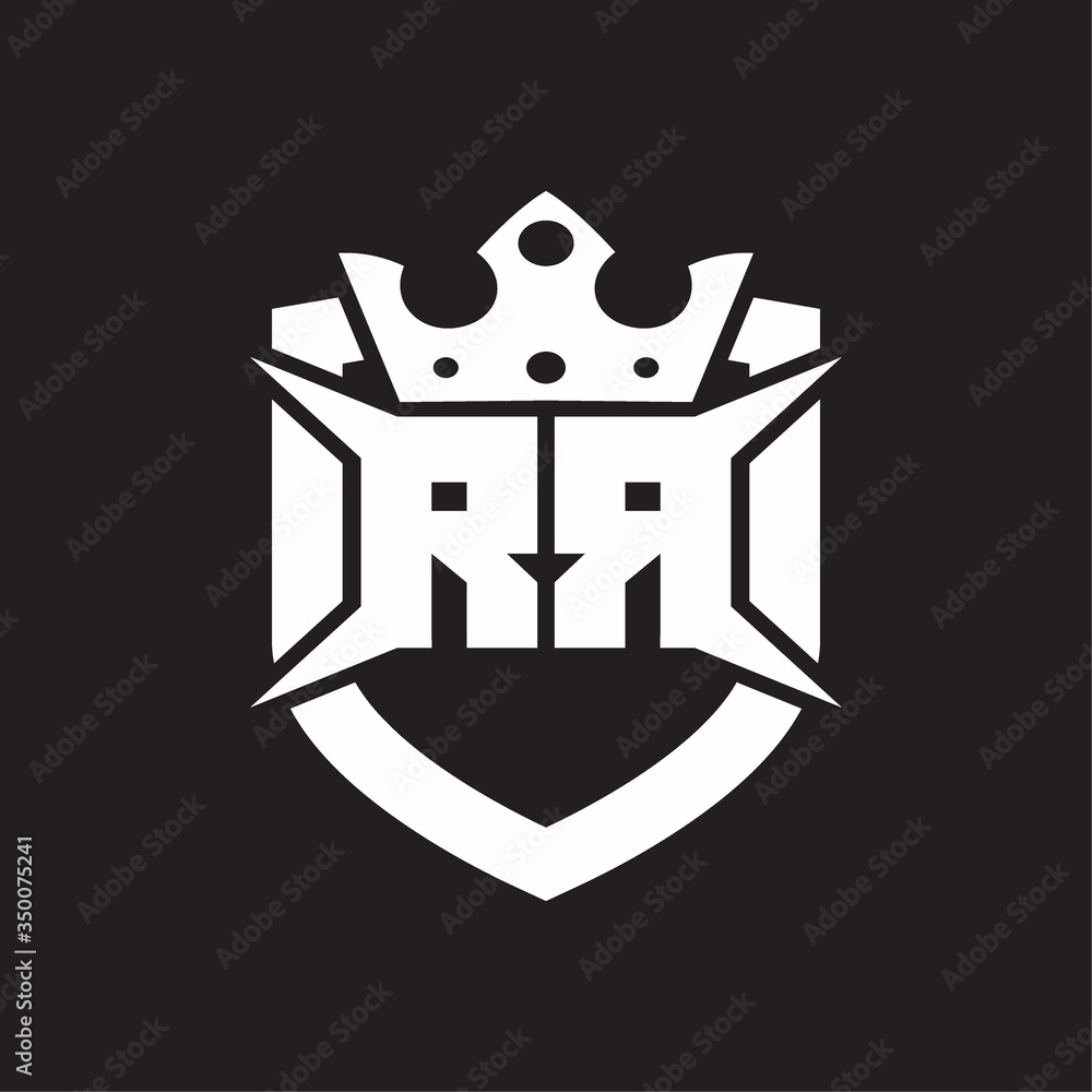 RR Logo monogram isolated with shield and crown design template Stock ...