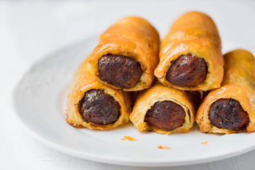 Canvas Print - golden rustic english sausage roll comfort food