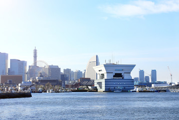 Sticker - View of Yokohama city and Tokyo Bay, Japan