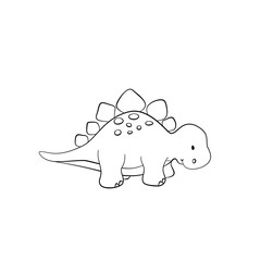 Cute dinosaur on white background. Dinosaur illustration, cartoon dino collection. Hand drawn line dino for kids