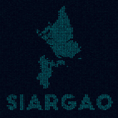 Naklejka na meble Siargao tech map. Island symbol in digital style. Cyber map of Siargao with island name. Artistic vector illustration.