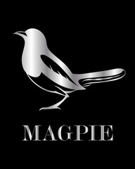 Wall Mural - Silver vector logo of a magpie eps 10