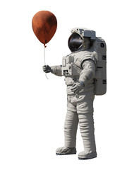 Wall Mural - astronaut with planet mars balloon isolated on white background