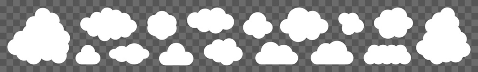 Wall Mural - Cloud Icon White | Clouds Illustration | Weather Climate Symbol | Computing Storage Logo | Cartoon Bubble Sign | Isolated | Variations