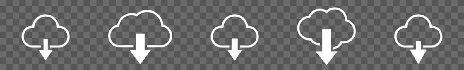 Wall Mural - cloud download icon white | clouds arrow down illustration | computing storage symbol | server data 