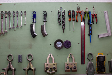 set of tools on the wall