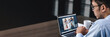 © weedezign - Work from home with asian businessman video conference collaboration with colleagues.live streaming meeting.banner mockup for display of content