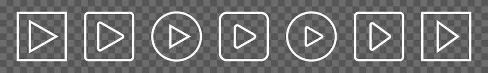 Wall Mural - play button icon white line | start buttons illustration | video audio player navigate symbol | arro