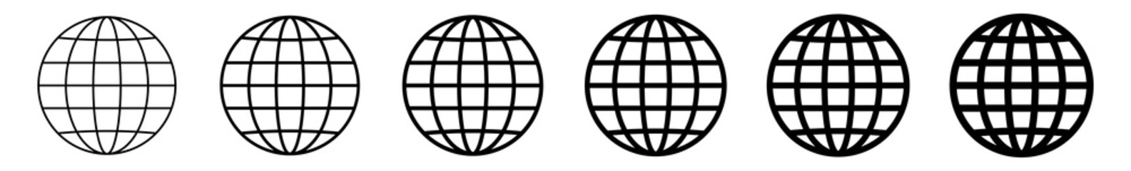 Wall Mural - world icon black | earth illustration | globe symbol | planet logo | world wide web sign | isolated 