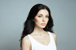 © angel_nt - Sexy fashion woman with long hair, curly strong hair of a brunette girl. Natural cosmetics for hair care, strong roots