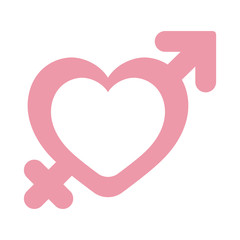 Poster - heart with female and male gender flat style icon vector design