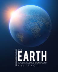 Wall Mural - eath planet in space with lights. realistic universe. cosmos background.