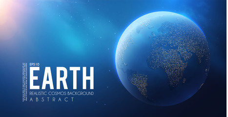 Wall Mural - eath planet in space with lights. realistic universe. cosmos background.