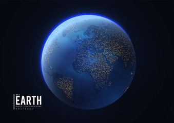 Wall Mural - eath planet in space with lights. realistic universe. cosmos background.