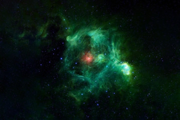 Wall Mural - Beautiful space nebula of green color. Elements of this image were furnished by NASA.