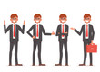 © Igor - Smiling businessman stand in different positions. Character vector design. Vector illustration isolated on white background