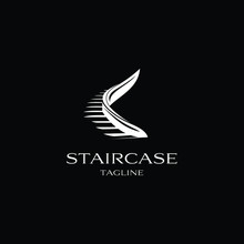 Staircase Logo Design. Awesome A Staircase Silhoutte. A Staircase Logotype.