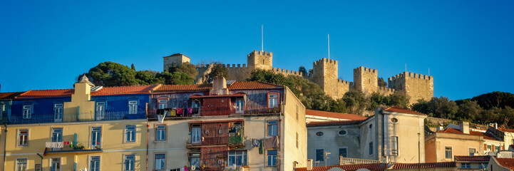Wall Mural - panorama of castelo hill neighborhood and the medieval são jorge castle in lisbon, portugal
