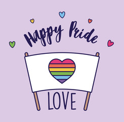 Poster - Happy pride heart and lgtbi flag vector design