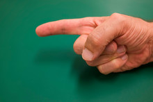 Caucasian Man Hand On A Green Background