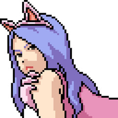 Sticker - vector pixel art isolated cat girl