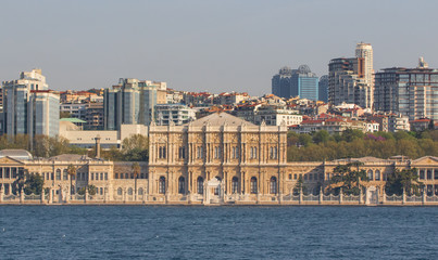 Wall Mural - Istanbul, Turkey - built in 1843, and main administrative center of the Ottoman Empire, the Dolmabahçe Palace is a major tourist attraction. Here in particular its facade