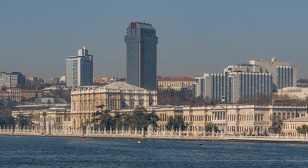 Wall Mural - Istanbul, Turkey - built in 1843, and main administrative center of the Ottoman Empire, the Dolmabahçe Palace is a major tourist attraction. Here in particular its facade