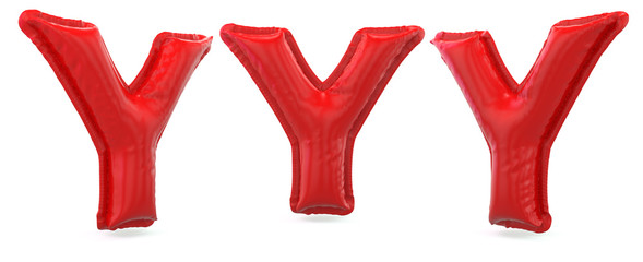 Wall Mural - Capital letter Y. Uppercase. Inflatable red balloon on background. 3D