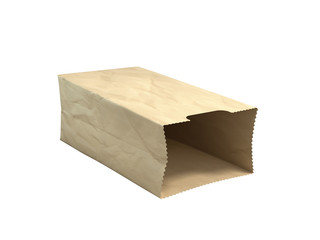 Wall Mural - paper bag for products lies on the floor 3d render on white no shadow