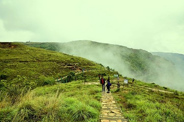 hiking in the mountains