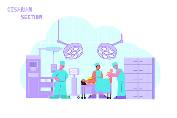 Poster - Caesarean Section Flat Illustration