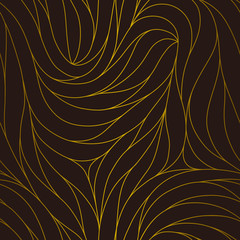 Elegant seamless floral pattern. Wavy vector abstract background. Stylish modern golden linear texture.