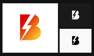 Canvas Print - letter B lightning concept design electrical logo