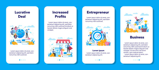 Enterpreneur web banner or landing page set. Idea of lucrative