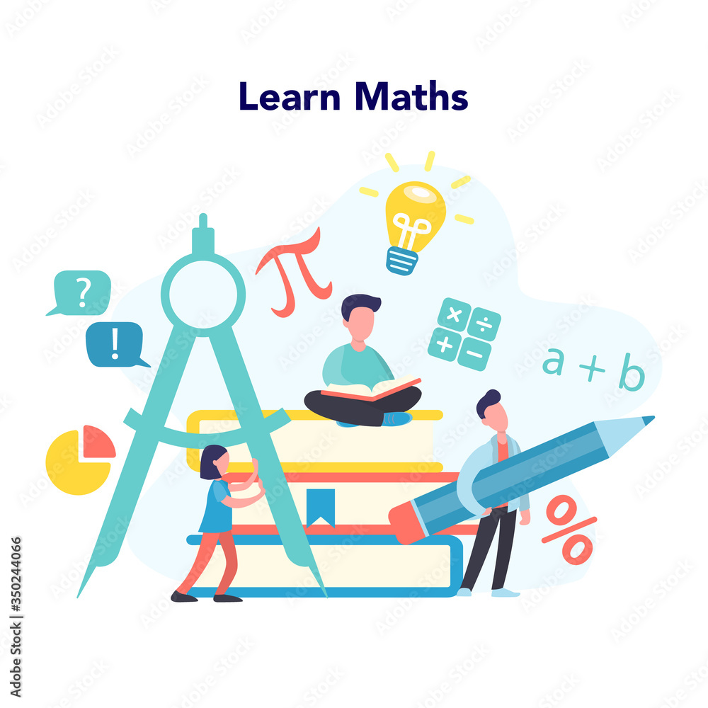 Math school subject. Learning mathematics, idea of education - obrazy, fototapety, plakaty 