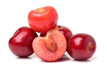 fresh cherry fruit on white background