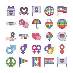 Poster - Pride day and lgtbi fill style icon set vector design