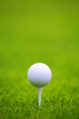 Golf ball on green grass background