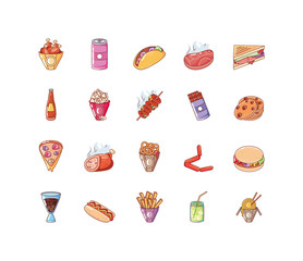 Wall Mural - set of icons food on white background