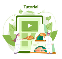 Wall Mural - pizzeria online service or platform. chef cooking tasty delicious
