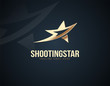 Modern and Luxury Shooting star design logo or icon template with gold color effects